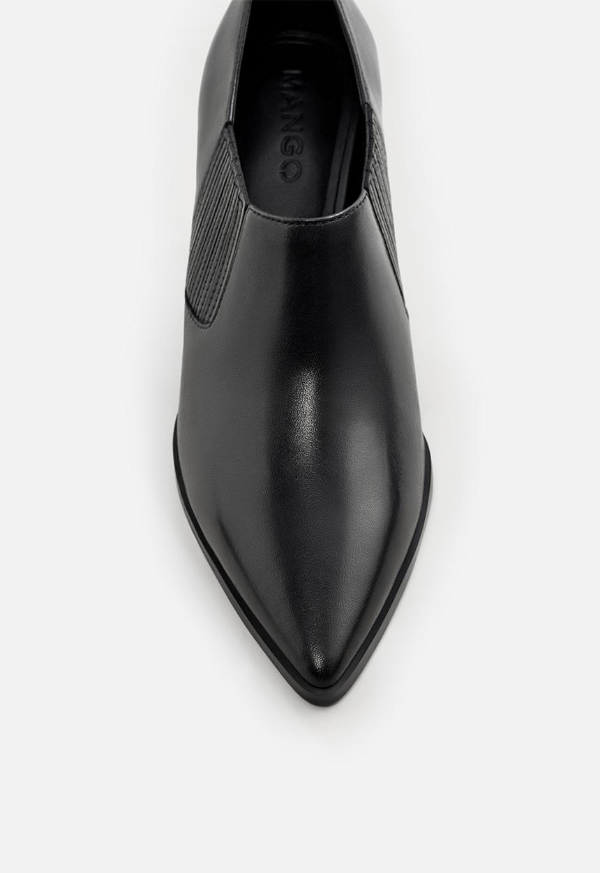 MANGO - Leather ankle boot - black