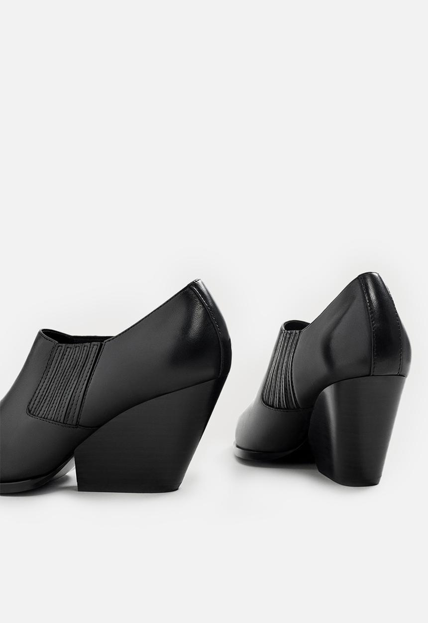 MANGO - Leather ankle boot - black