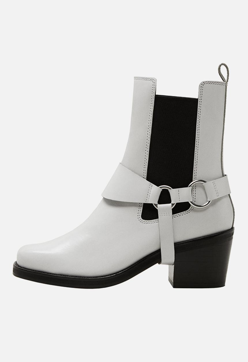 MANGO - Music 1 leather ankle boot - white