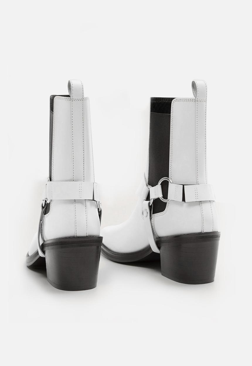 MANGO - Music 1 leather ankle boot - white