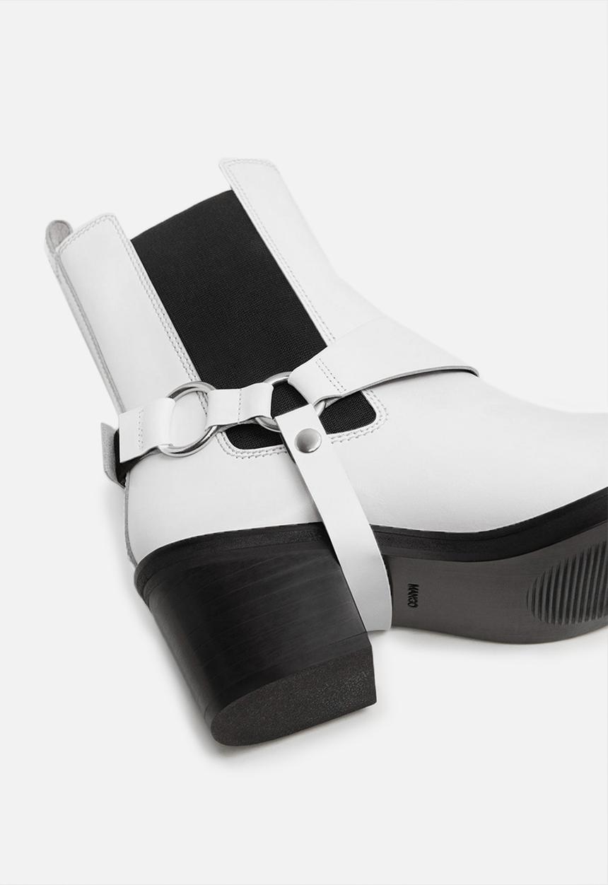MANGO - Music 1 leather ankle boot - white