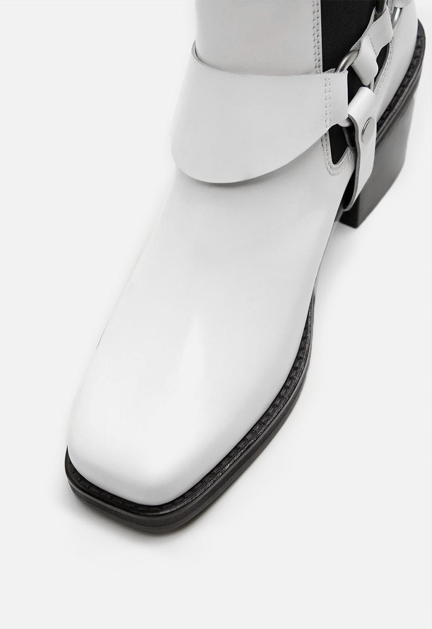MANGO - Music 1 leather ankle boot - white