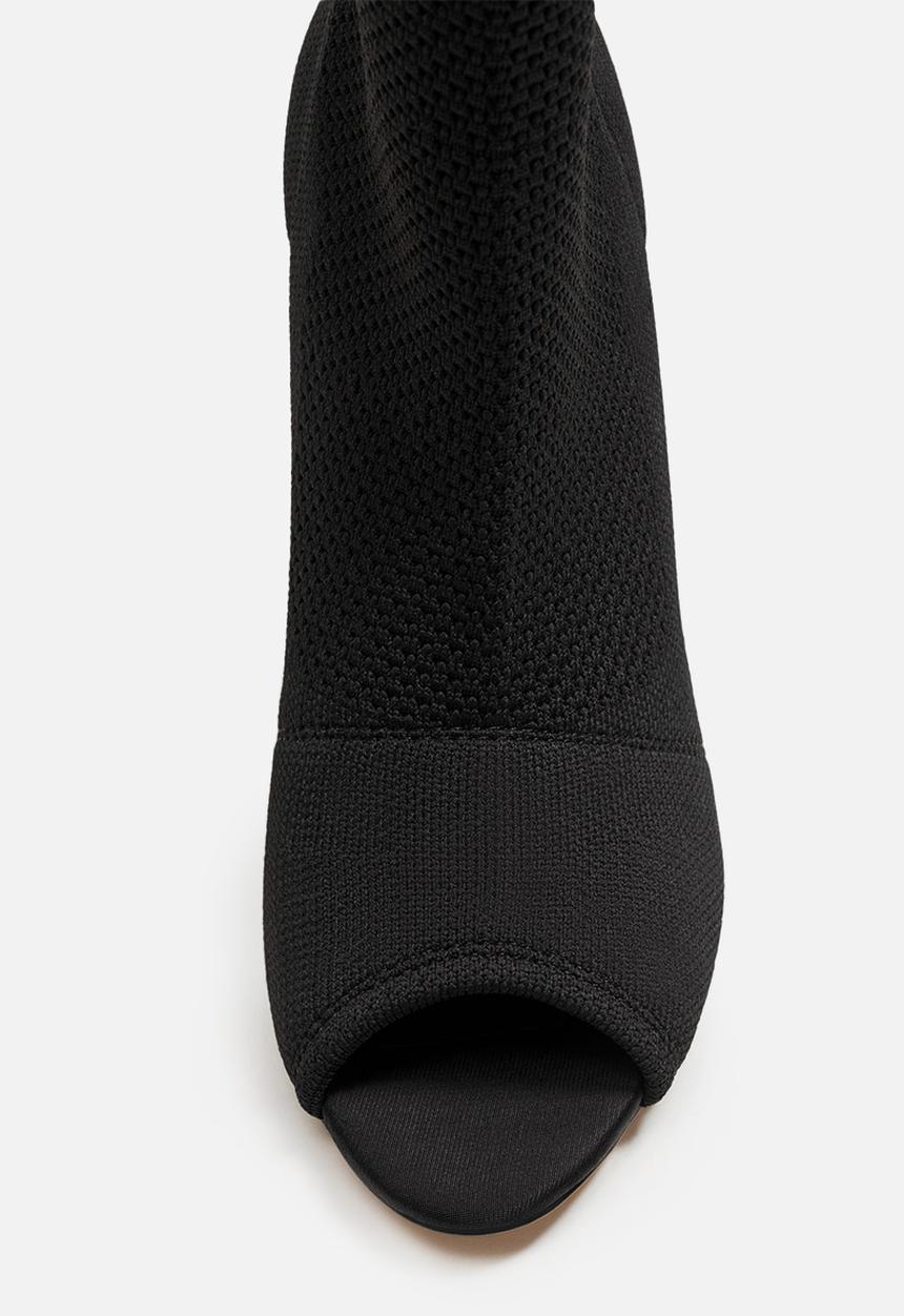 MANGO - Peep-toe sock ankle boot - black