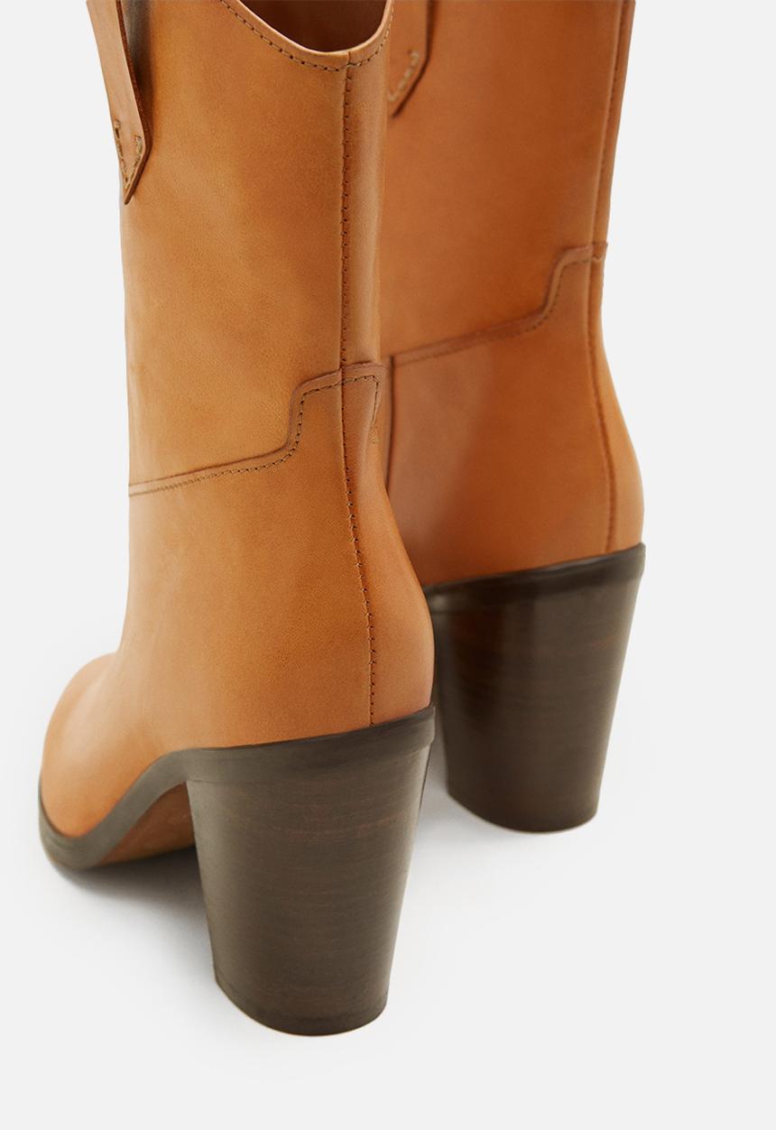 MANGO - Texas leather boot - tan