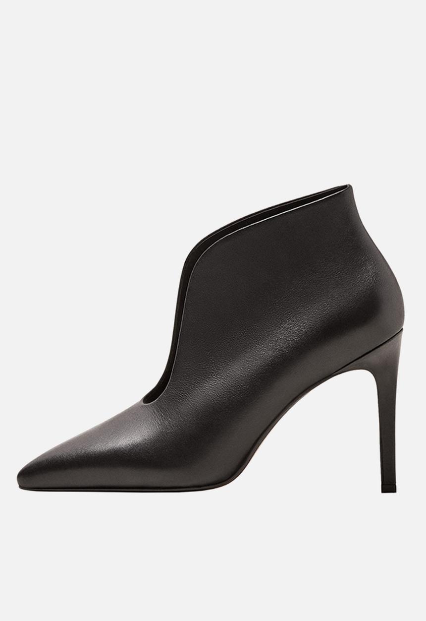 MANGO - Slit leather ankle boot - black