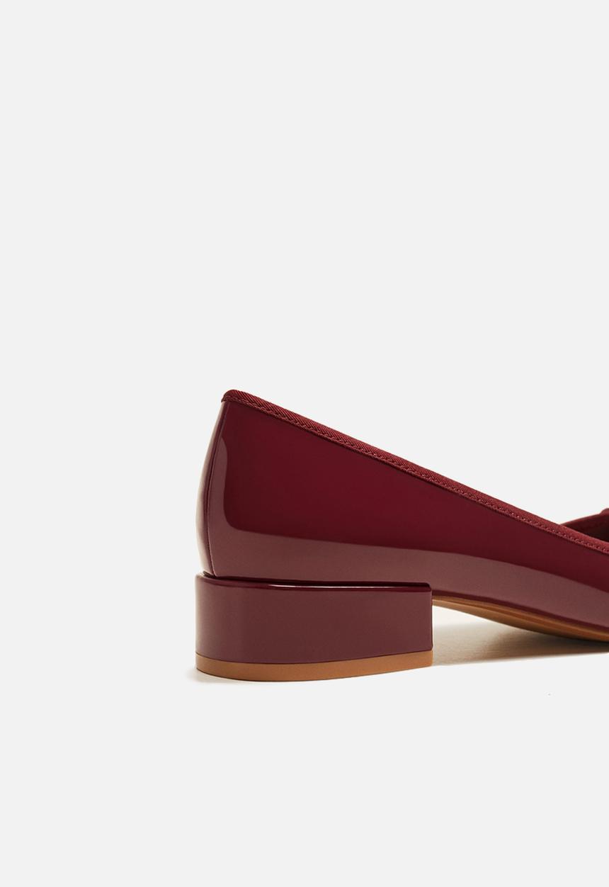 MANGO - Patent heeled ballerina - burgundy