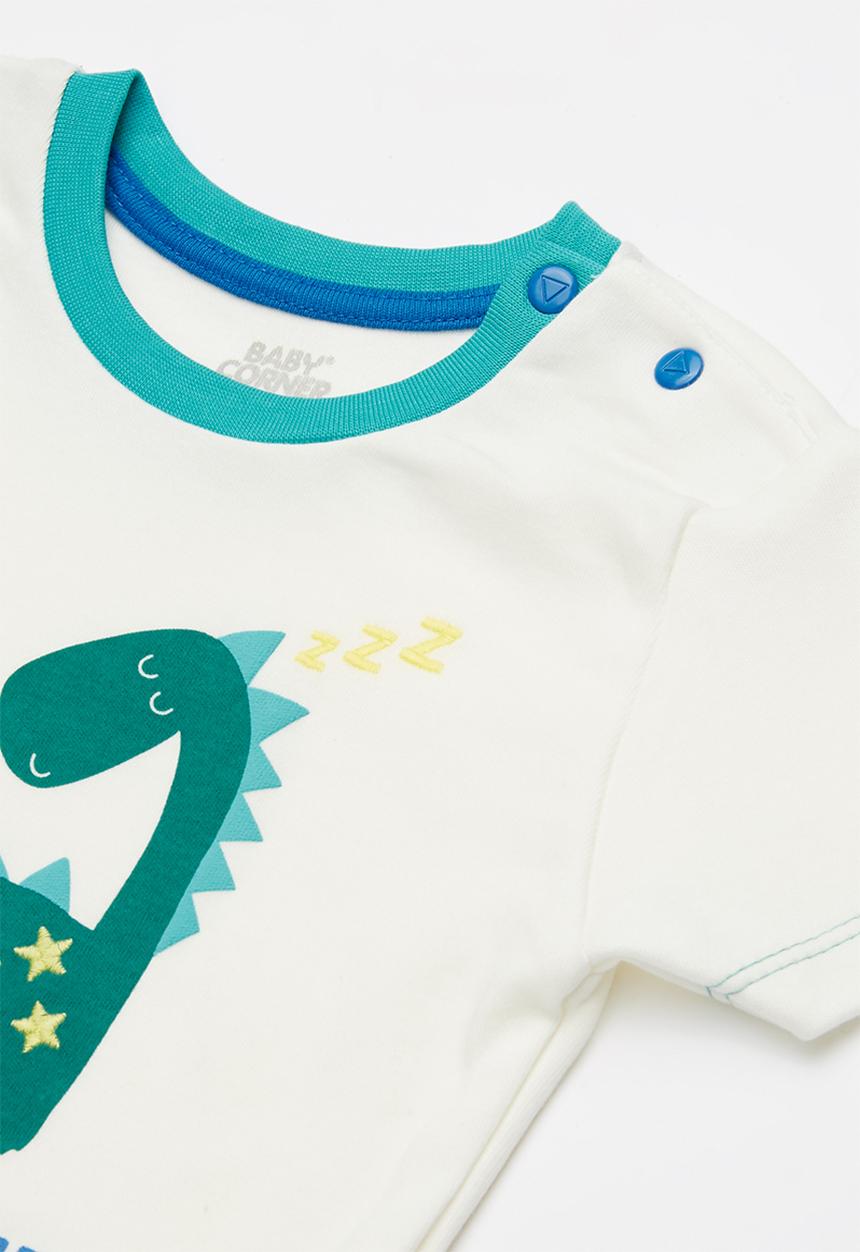 Baby Corner - Sleepysaur 2 piece printed tee & short set - blue