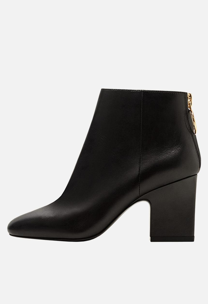 MANGO - Zipped leather ankle boot - black