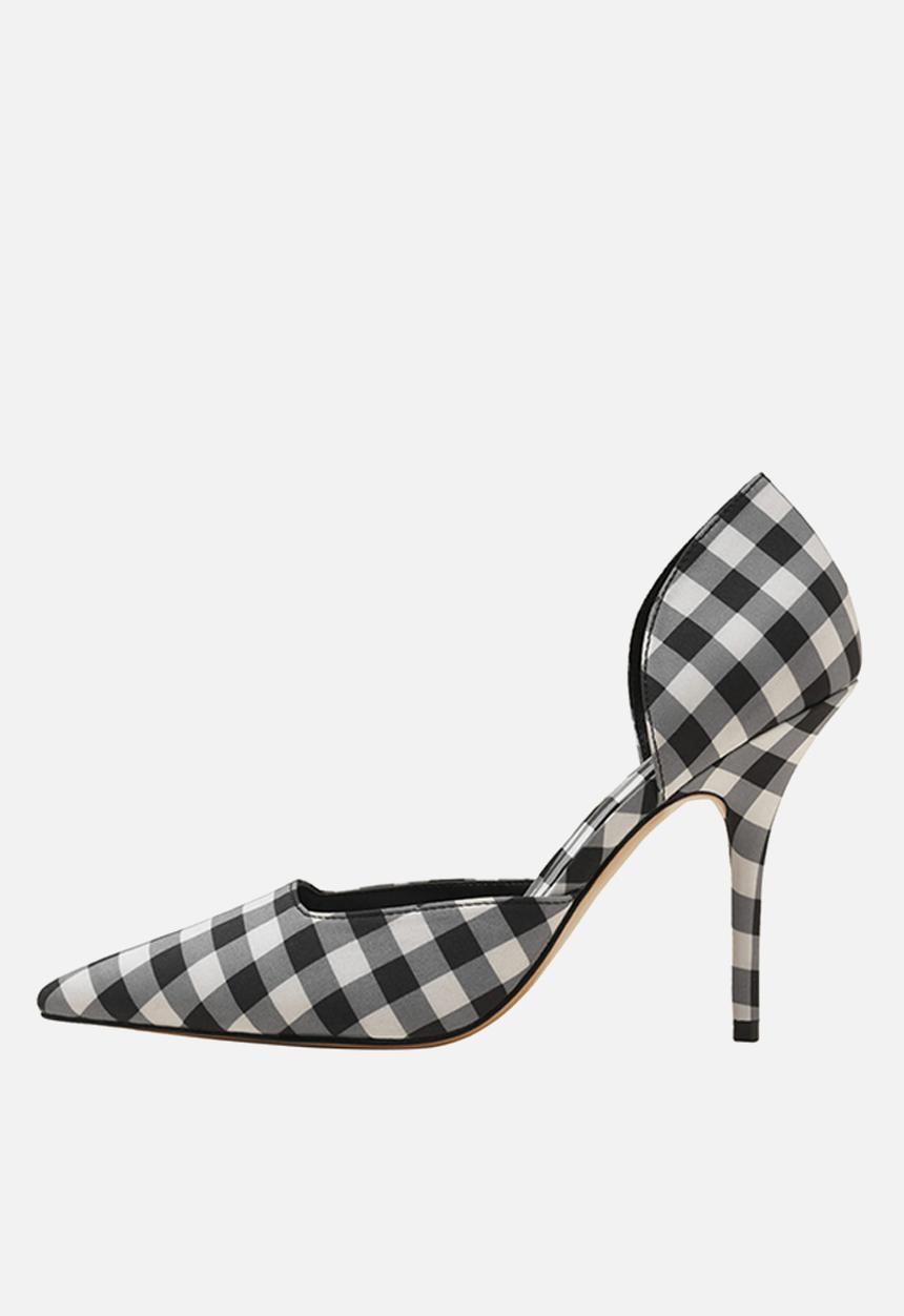 MANGO - Gingham heel - black & white
