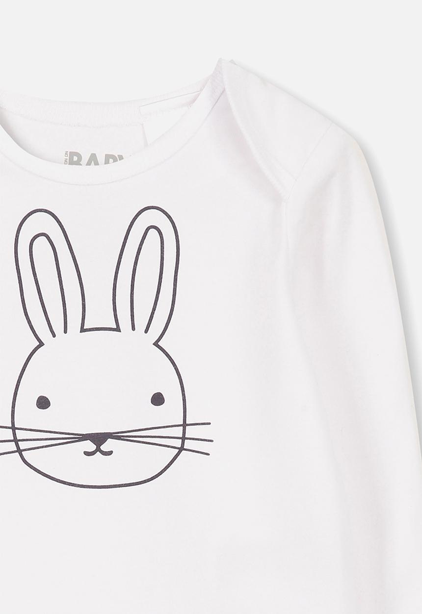 Cotton On - Mini long sleeve bubby - white