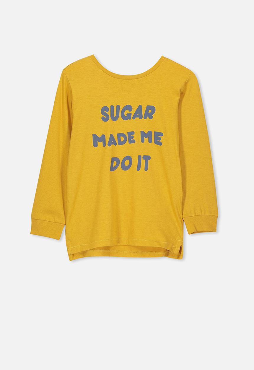 Cotton On - Tom long sleeve sugar made me do it tee - yellow 
