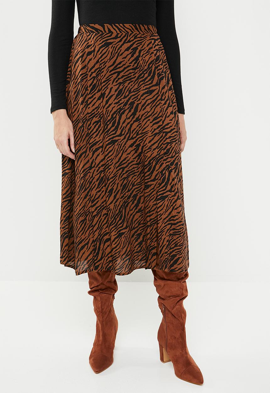Superbalist - Midi skirt with slits - brown & black