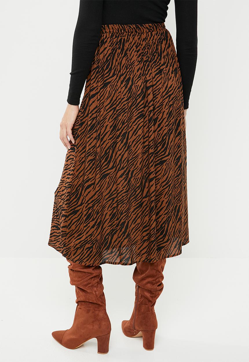 Superbalist - Midi skirt with slits - brown & black