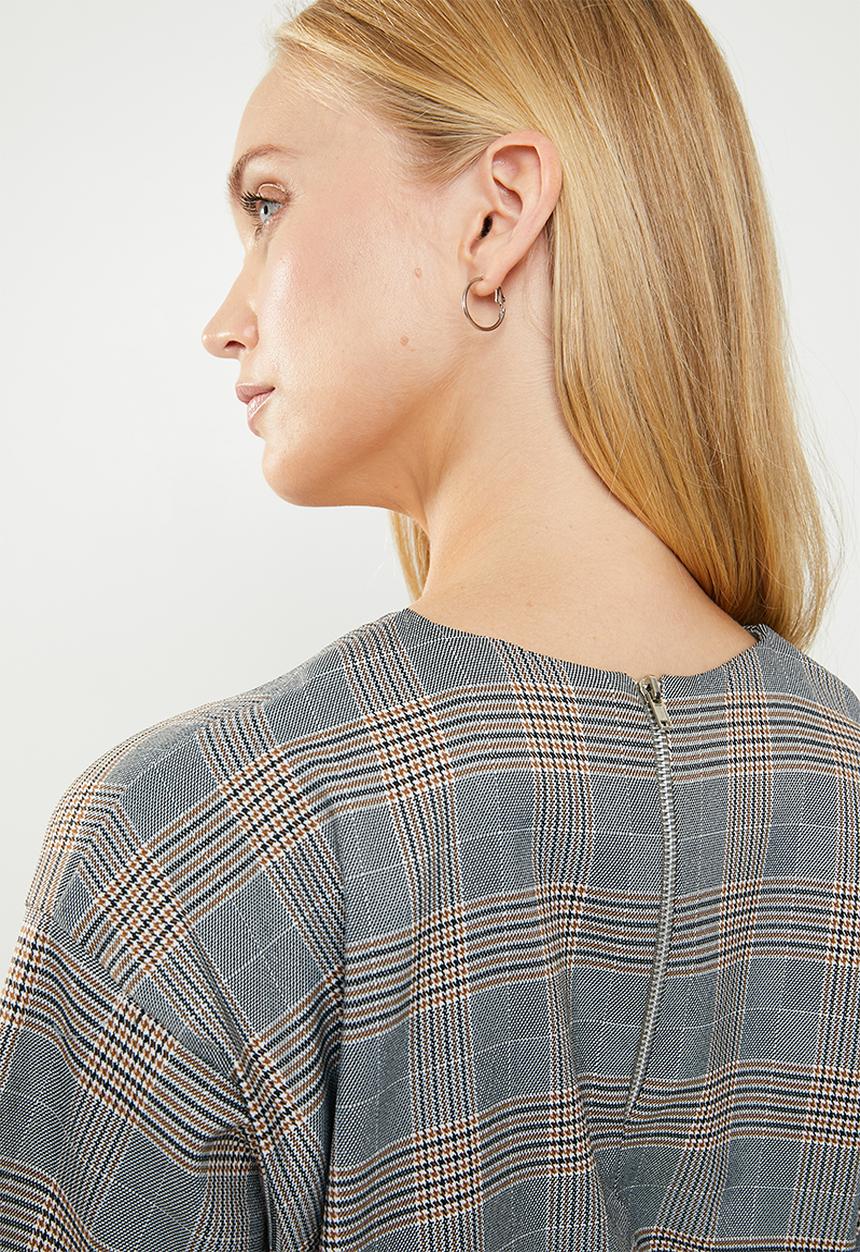 Superbalist - Boxy check T - brown & grey