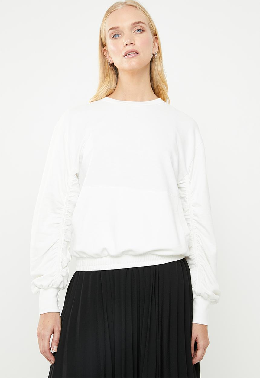 Superbalist - Rouched sleeve sweat - cream