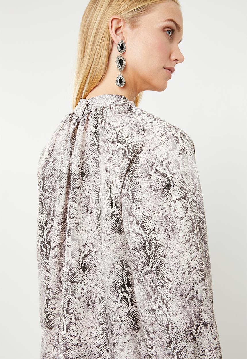 Superbalist - Elasticated hi neck blouse - grey