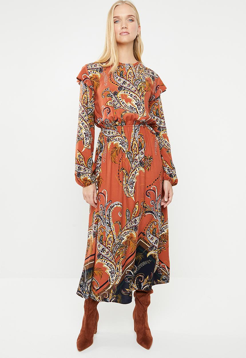 Superbalist - Peasant dress with ruffle - multi