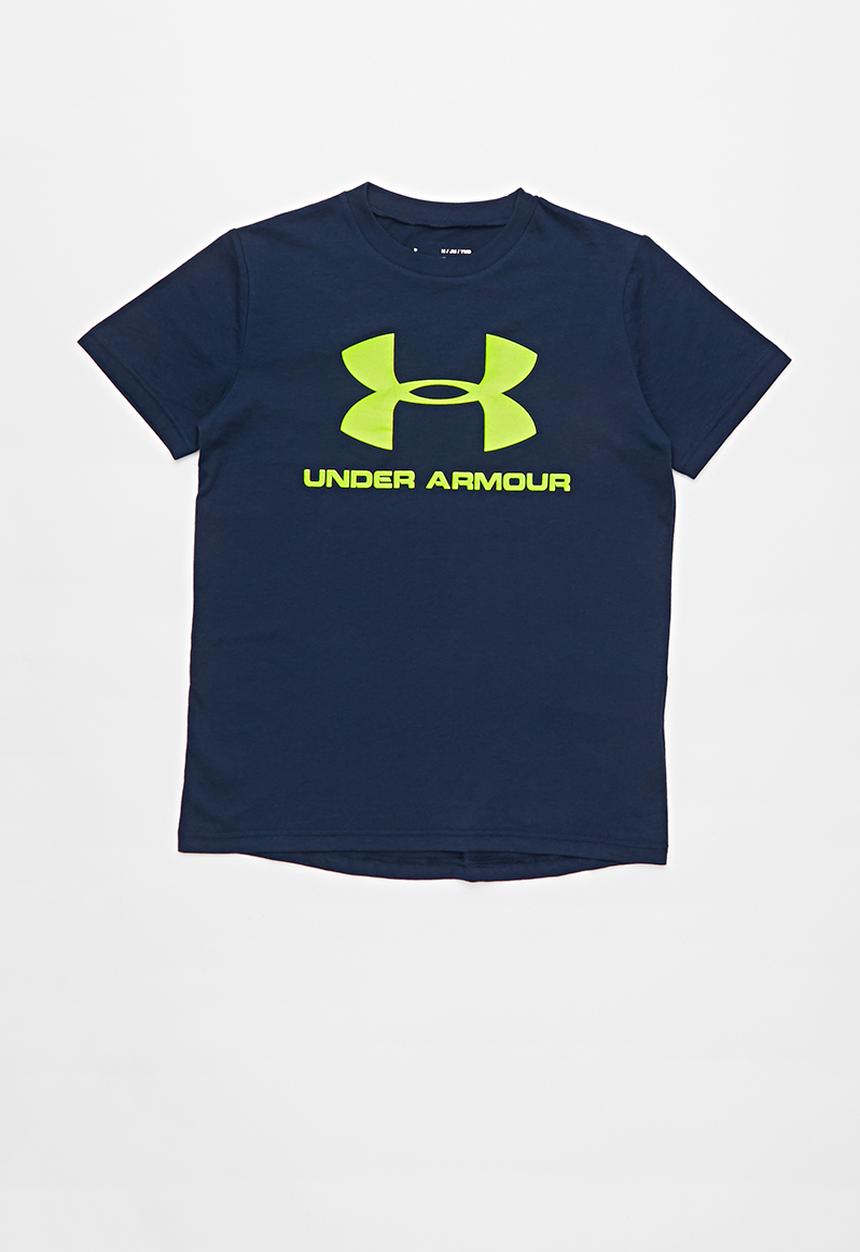 Under Armour - Sportstyle logo short sleeve top - navy & yellow 