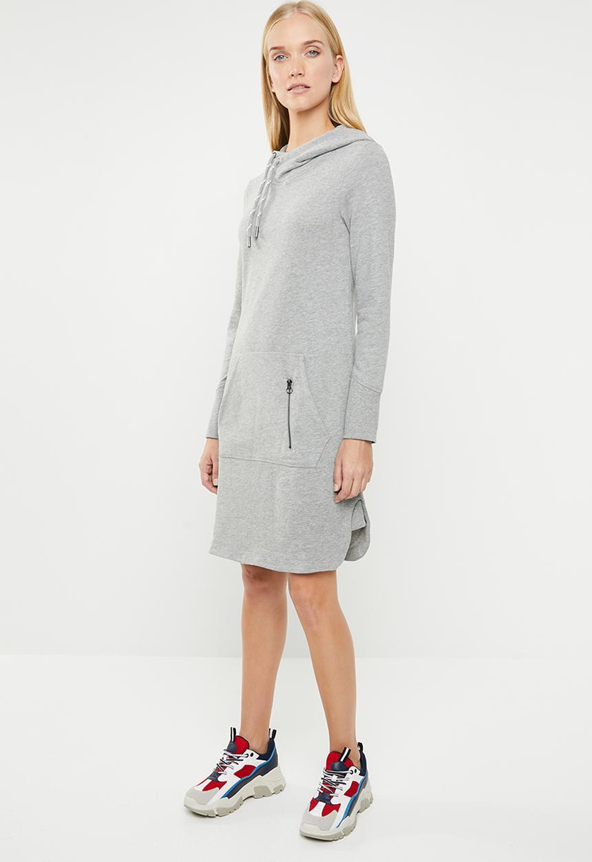 ONLY - June long sleeve hoodie dress - grey