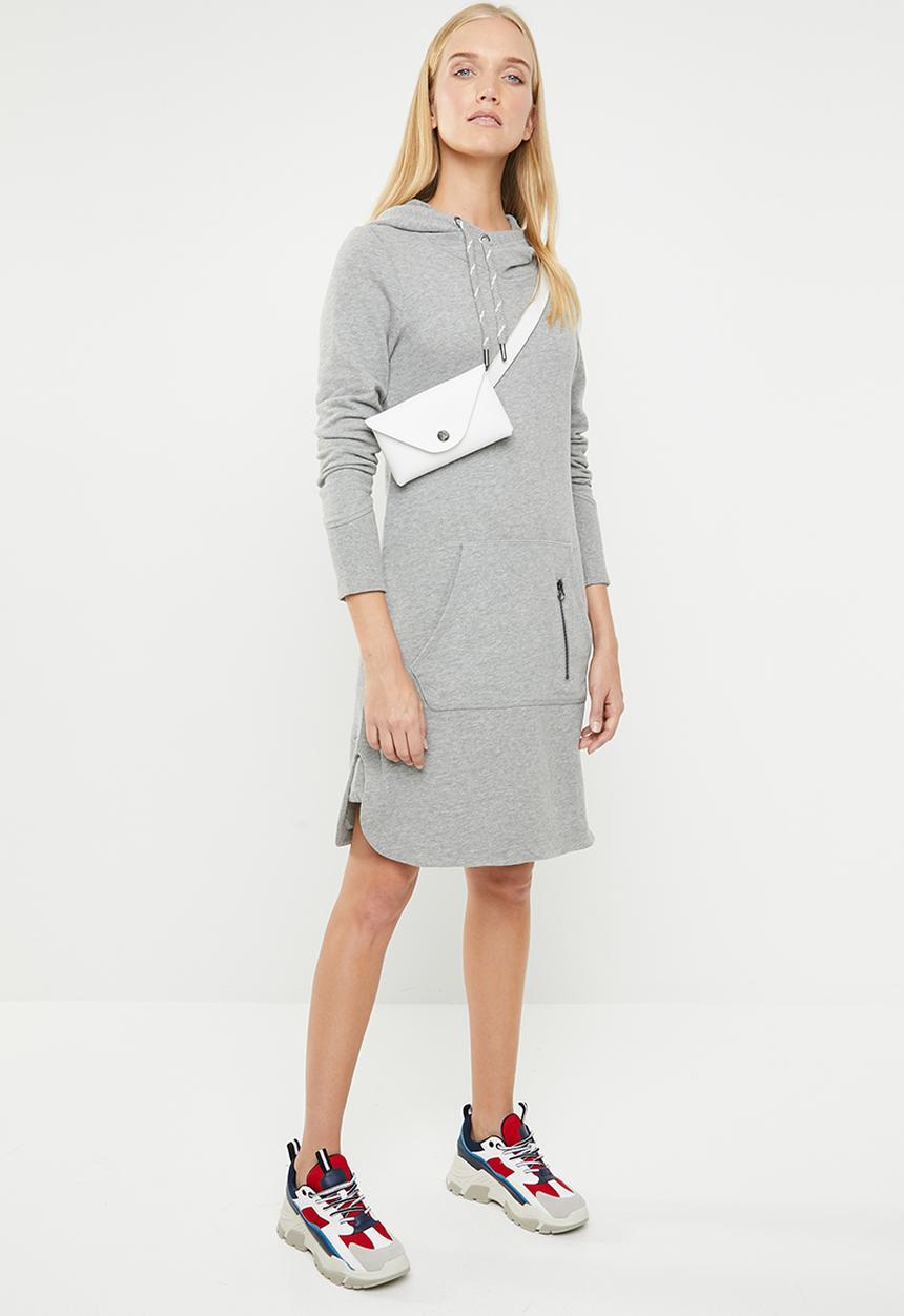 ONLY - June long sleeve hoodie dress - grey