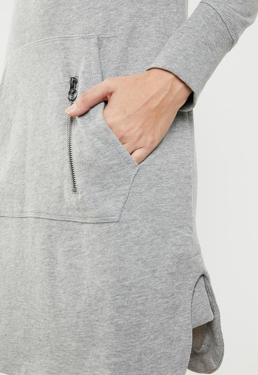 ONLY - June long sleeve hoodie dress - grey