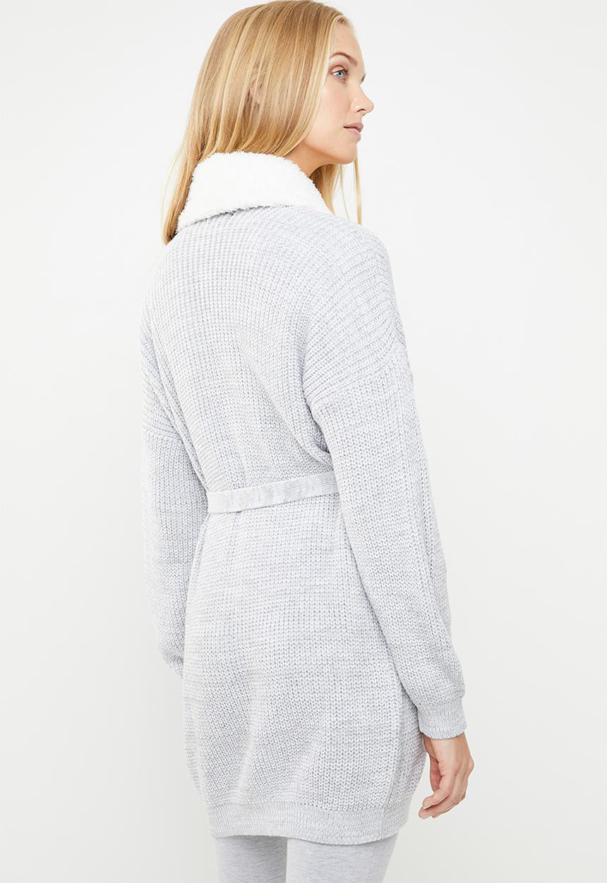 Superbalist - Knit robe with soft collar - grey
