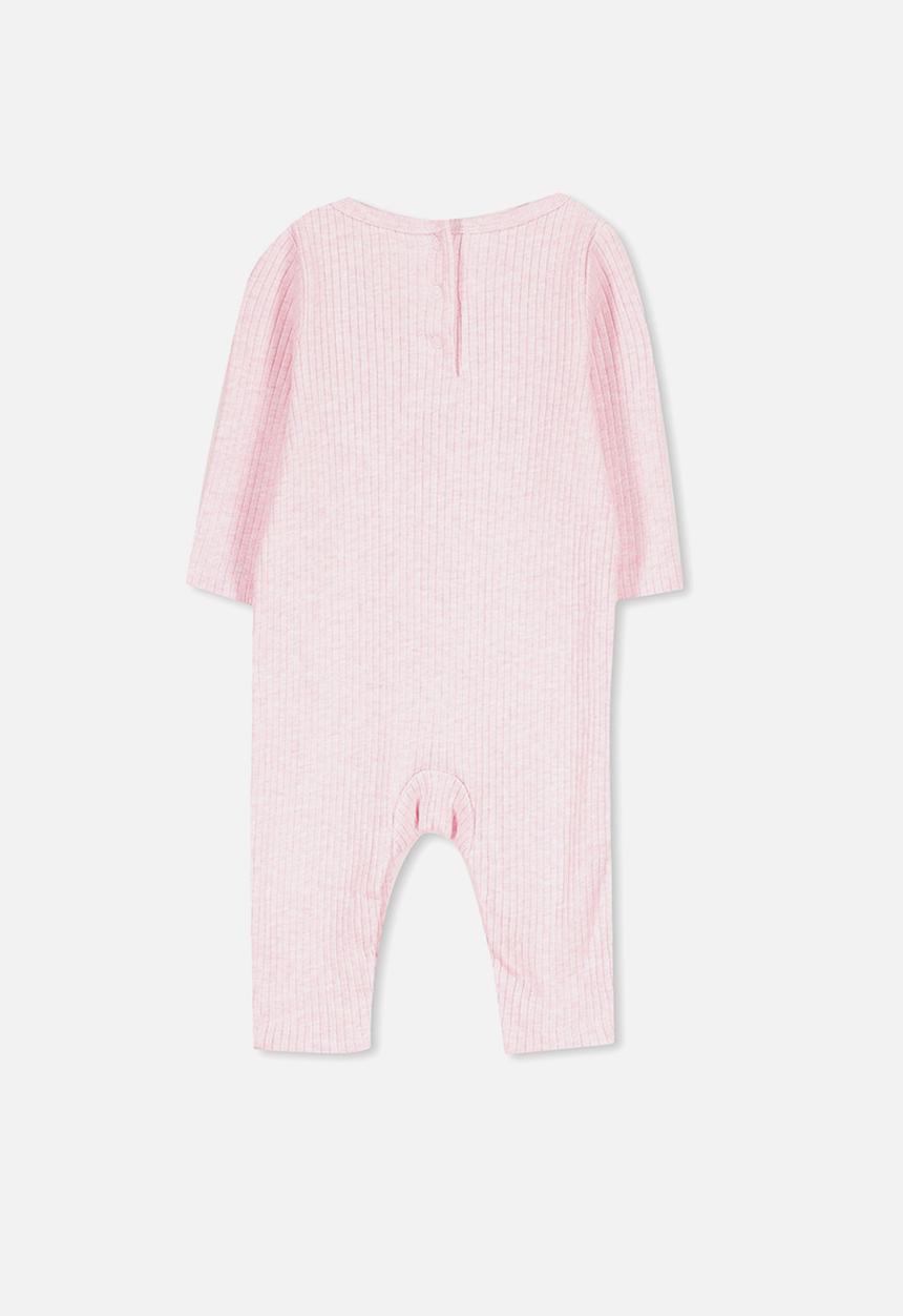 Cotton On - The rib snap romper - pink