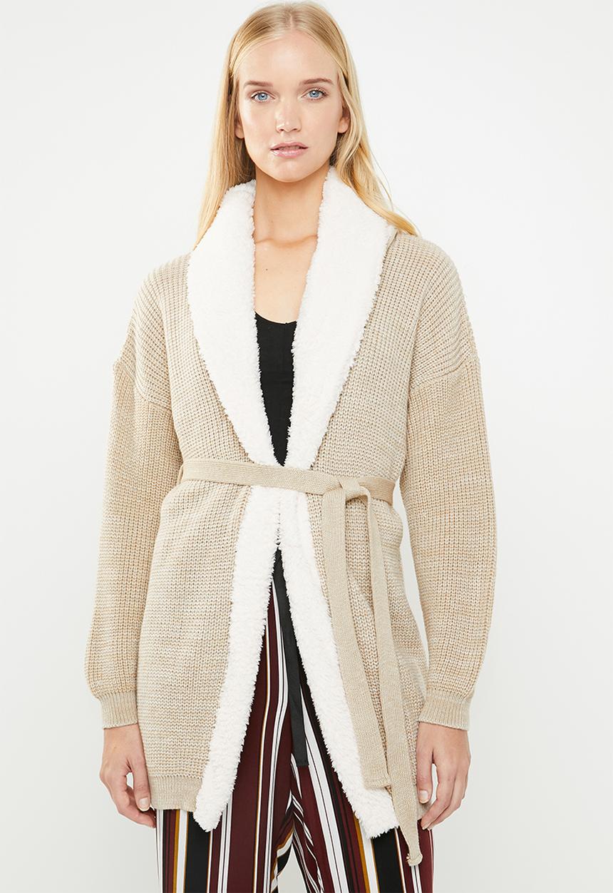Superbalist - Knit robe with soft collar - neutral