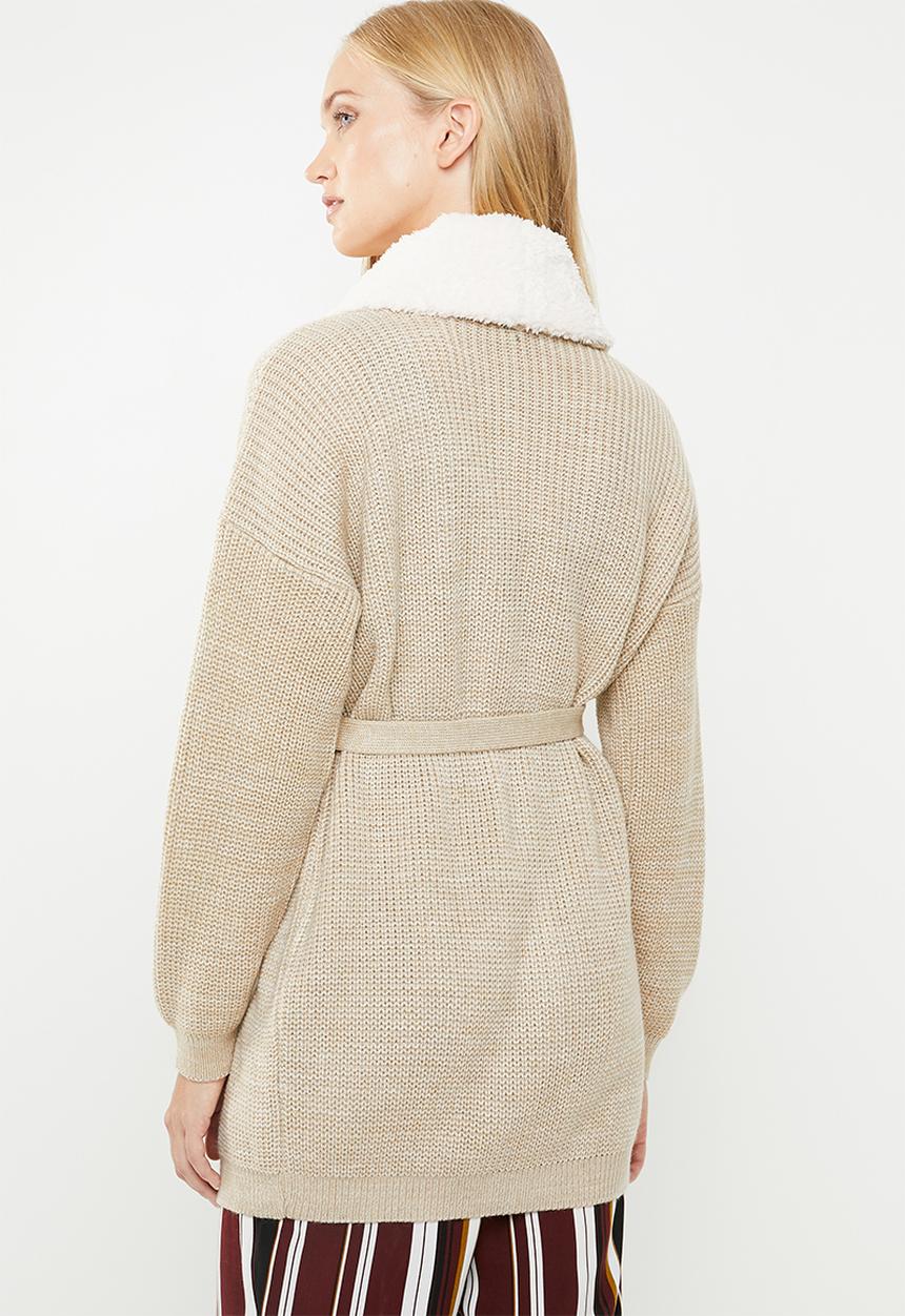 Superbalist - Knit robe with soft collar - neutral