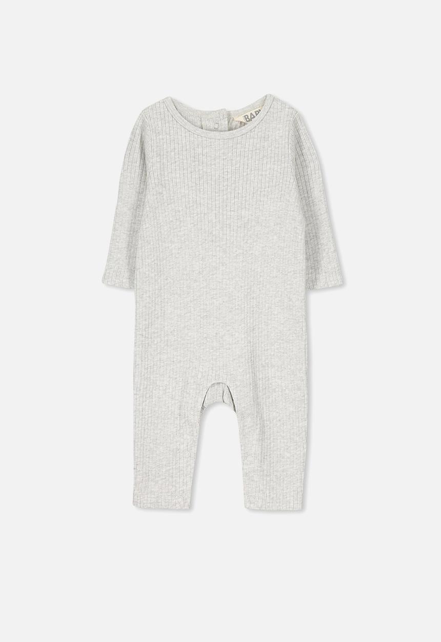 Cotton On - The rib snap romper - grey