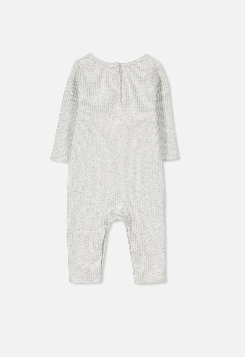 Cotton On - The rib snap romper - grey