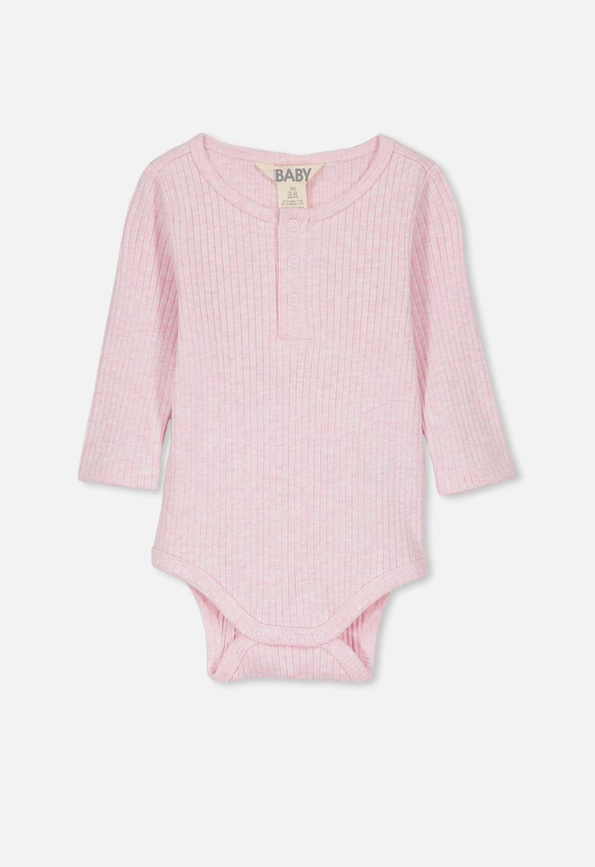Cotton On - Long sleeve button bubbysuit - pink