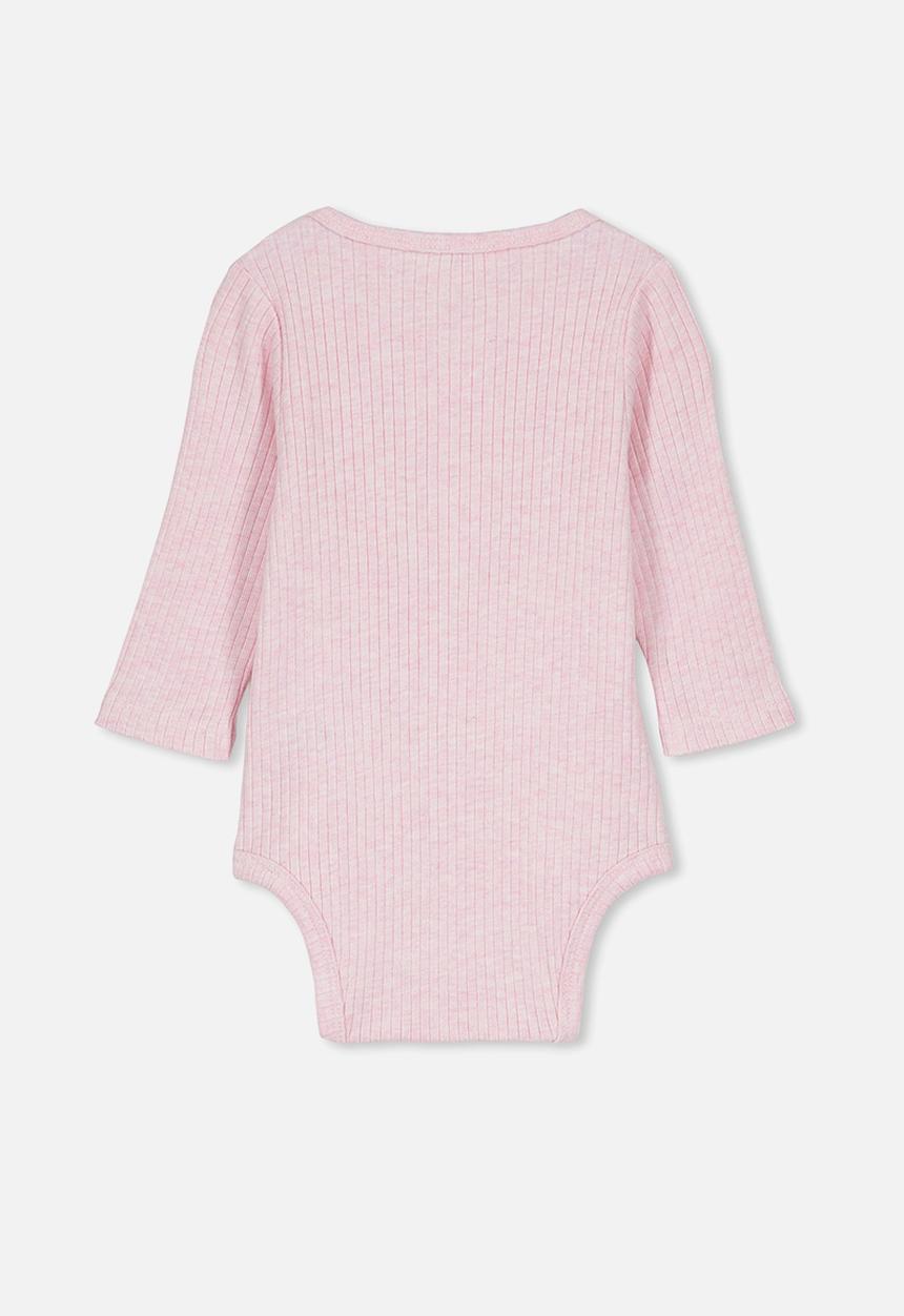 Cotton On - Long sleeve button bubbysuit - pink