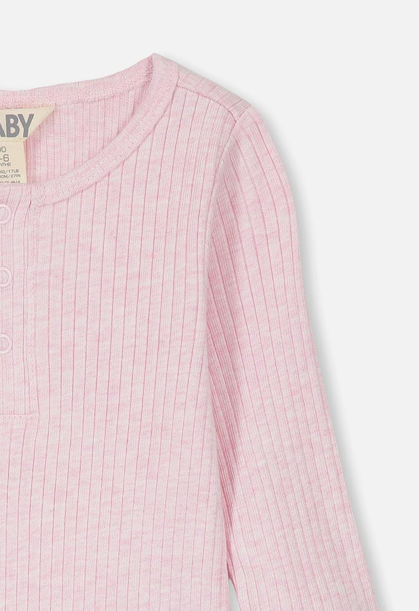 Cotton On - Long sleeve button bubbysuit - pink