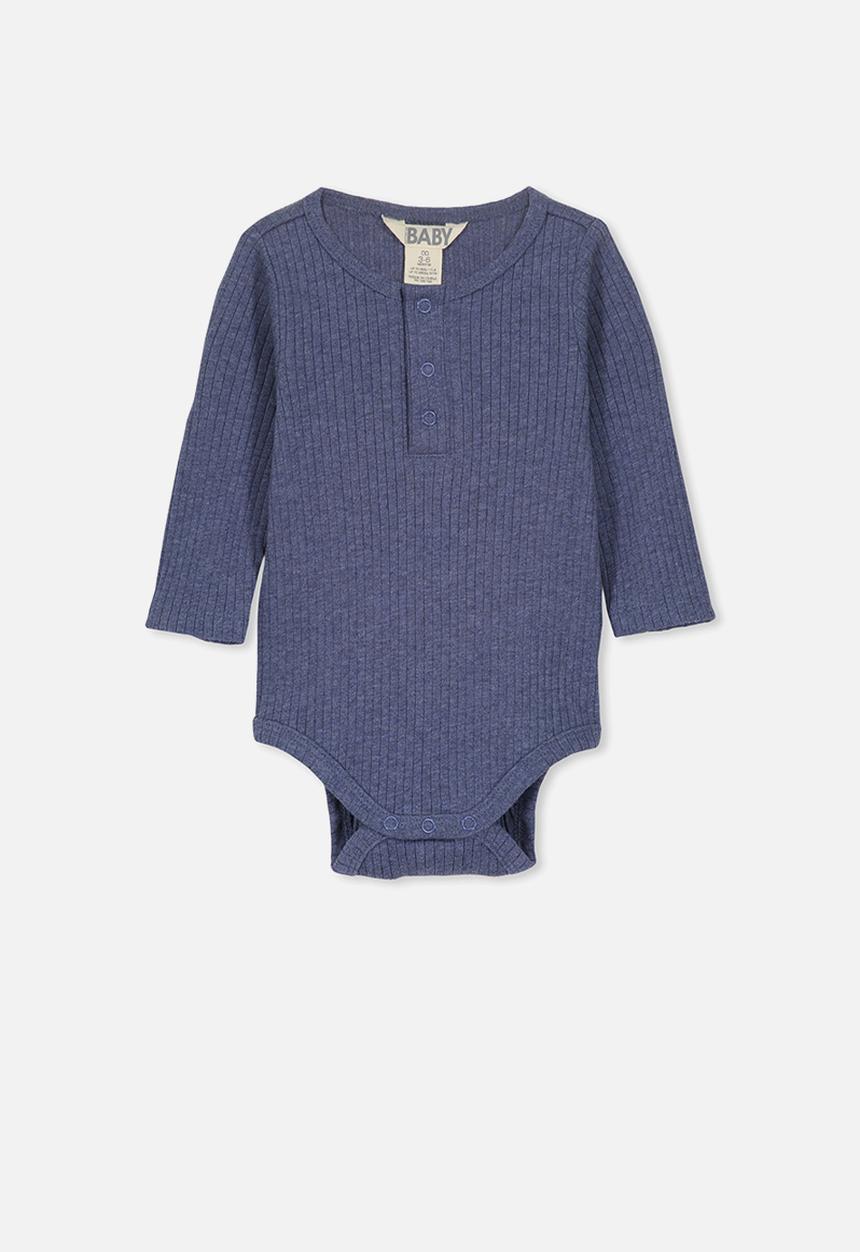 Cotton On - Long sleeve button bubbysuit - navy
