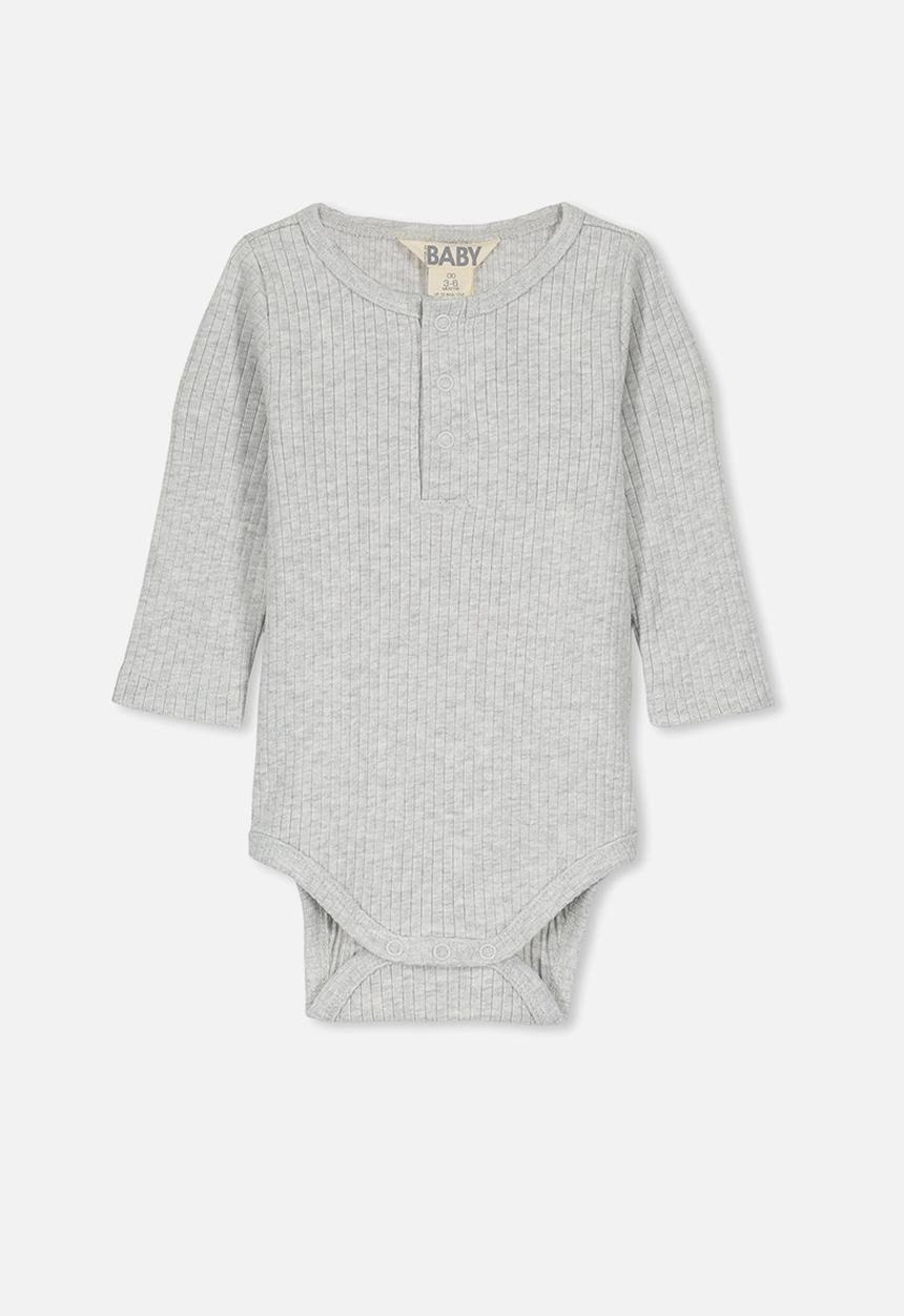 Cotton On - Long sleeve button bubbysuit - grey