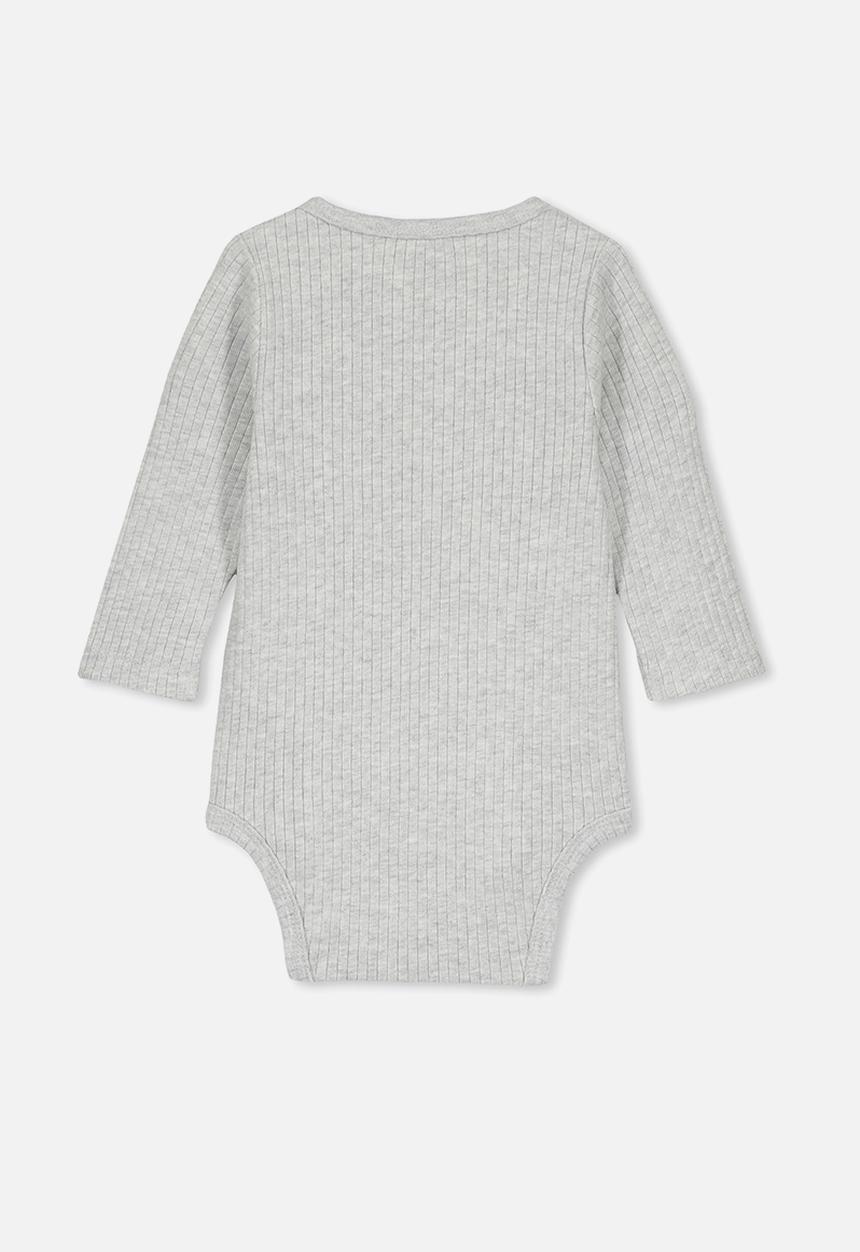 Cotton On - Long sleeve button bubbysuit - grey