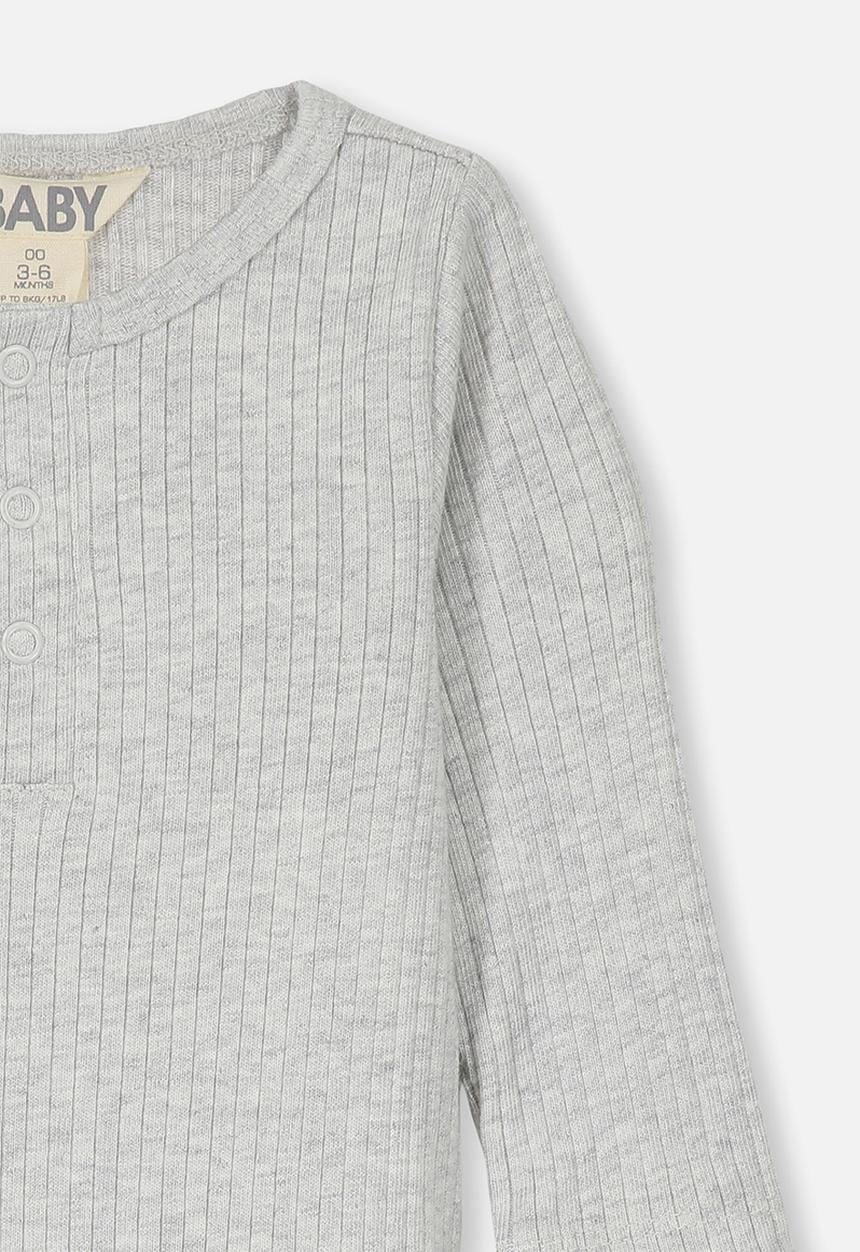 Cotton On - Long sleeve button bubbysuit - grey