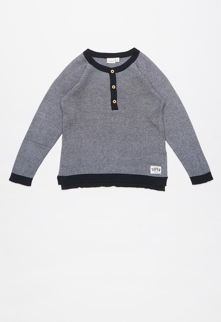 Name It - Tabon ls knit top - white & navy 