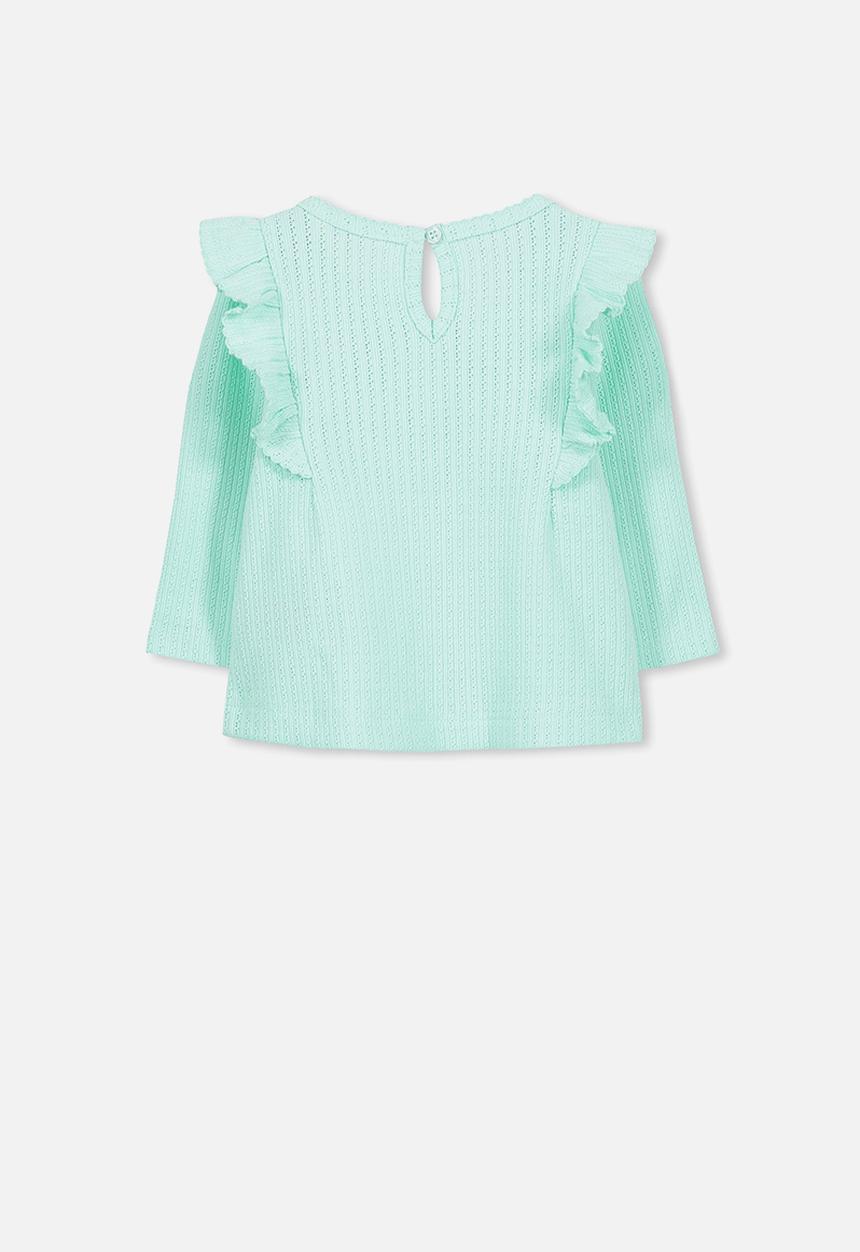 Cotton On - Sara ruffle long sleeve top - green