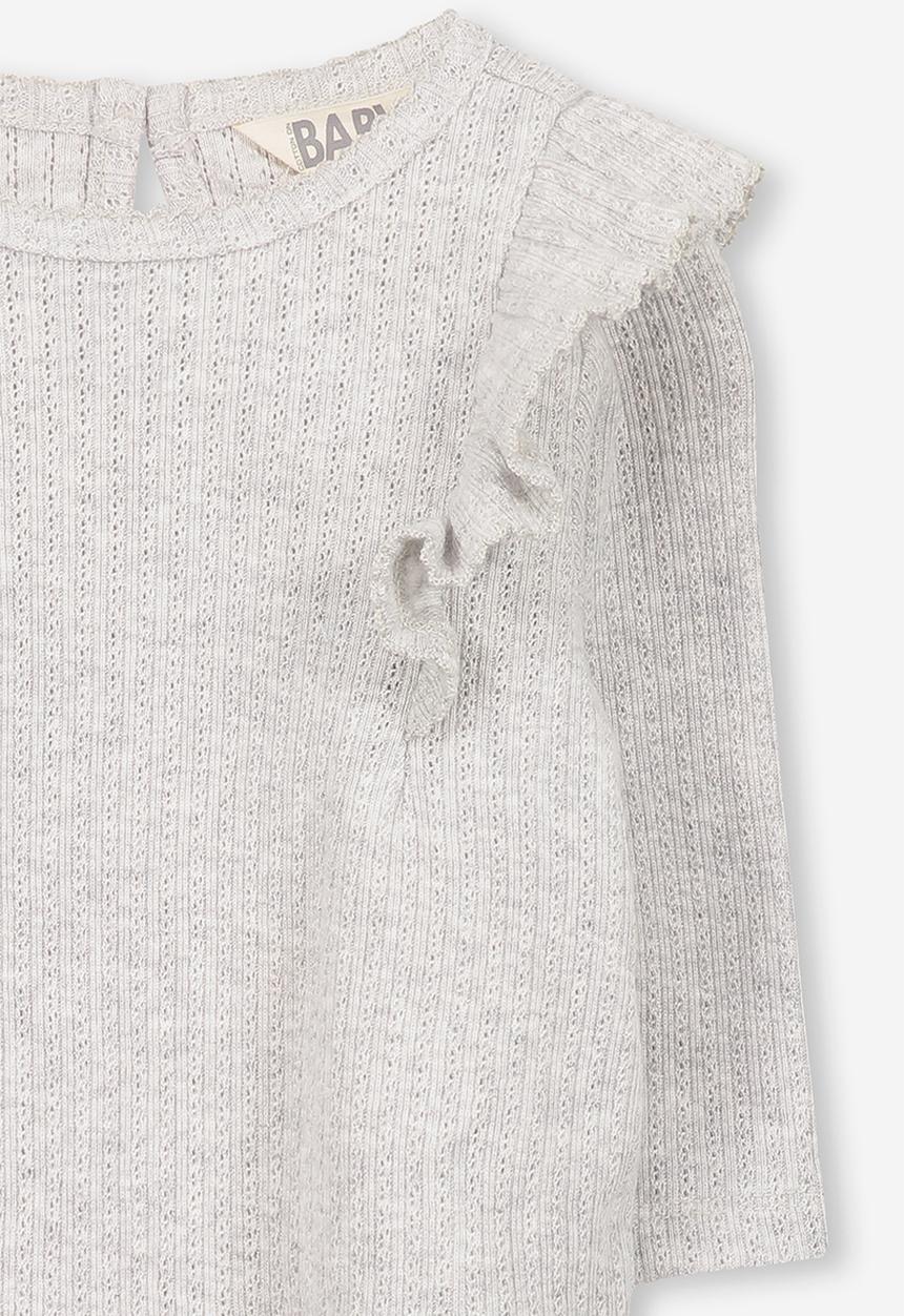 Cotton On - Sara ruffle long sleeve top - grey