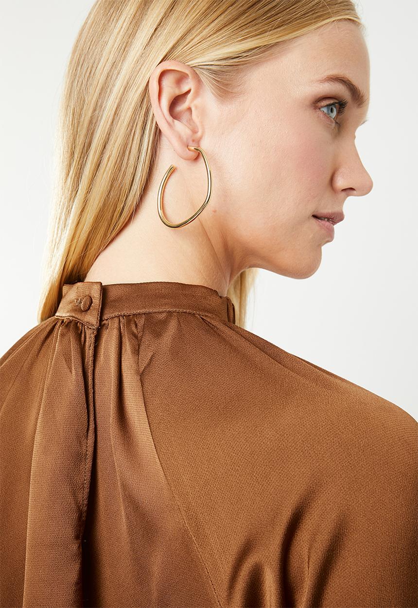 Superbalist - Elasticated hi neck blouse - brown