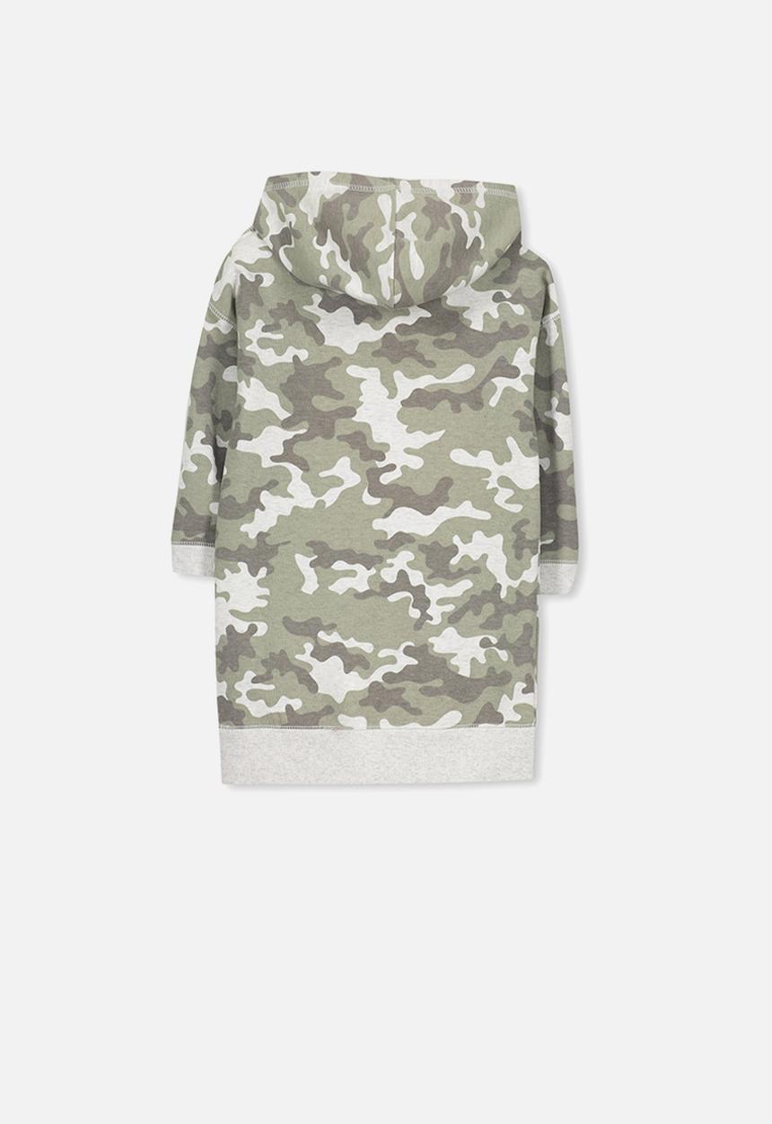 Cotton On - Viola long sleeve hood dress - green & grey