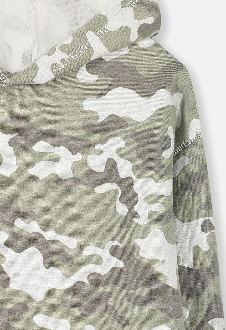 Cotton On - Viola long sleeve hood dress - green & grey