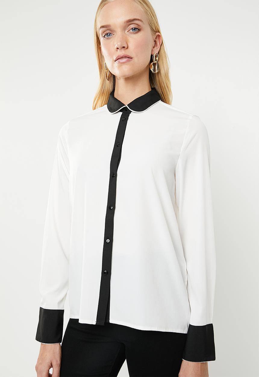 Vero Moda - Nicky colourblock midi shirt - white & black
