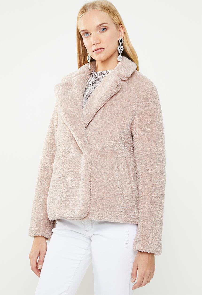Vero Moda - Lala short faux fur jacket - pink