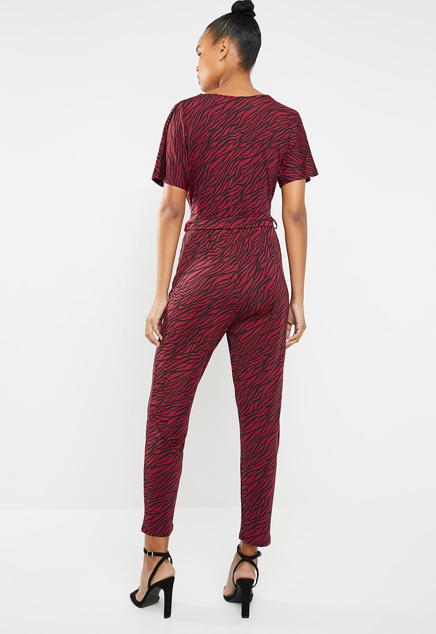 Superbalist - Wrap jumpsuit - black & red 
