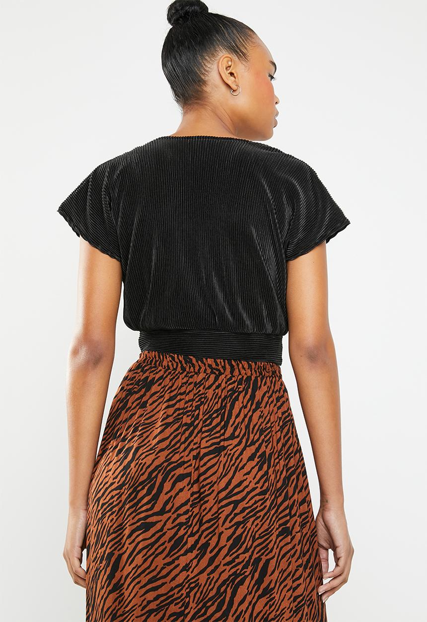 Superbalist - Plisse wrap tee - black