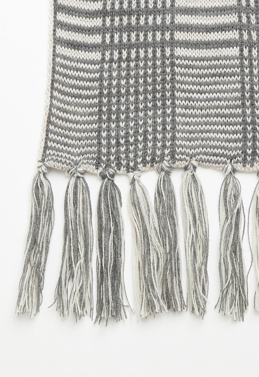 Superbalist - Check scarf with fringes - grey & pink