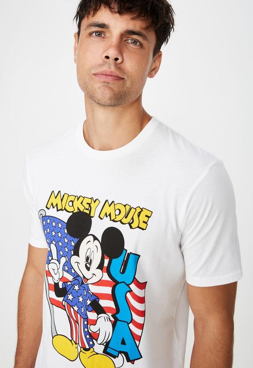 Cotton On - Mickey flag Tbar collab character tee - white